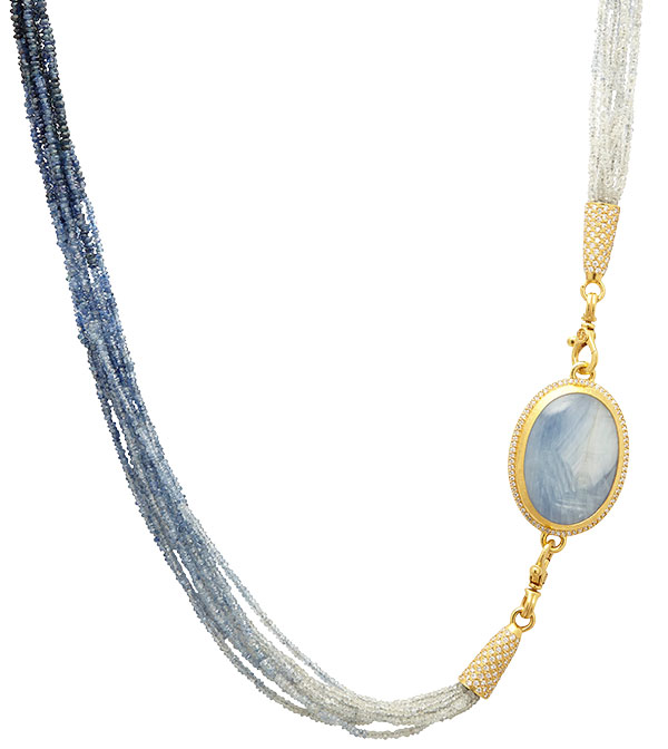 Gurhan luxe blue sapphire diamond beaded necklace