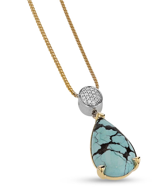 John Atencio bermuda turquoise diamond pendant