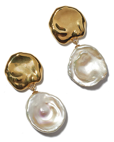 Lizzie Fortunato baroque pearl coin earrings