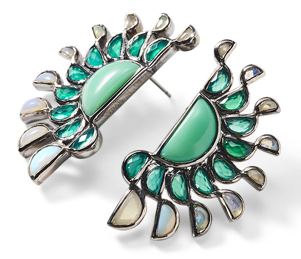 Nakard chrysoprase green opal earrings