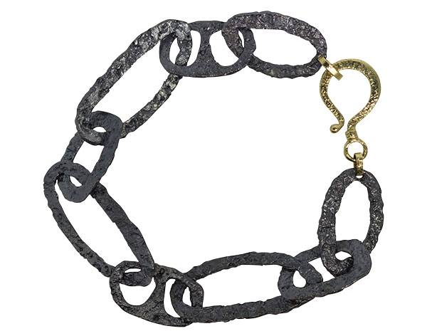 Rona Fisher chunky oxidized silver bracelet