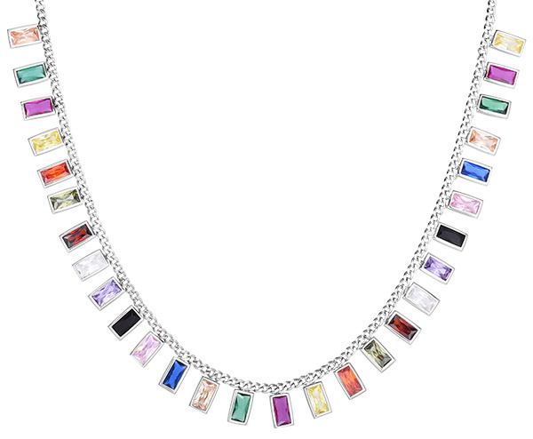 Royal Chain rainbow CZ silver choker