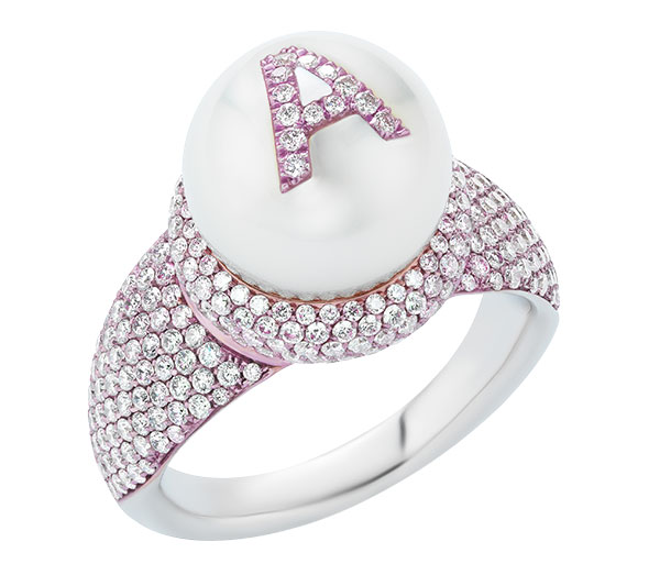 W Rosado pearl ID ring diamond nanoceramic
