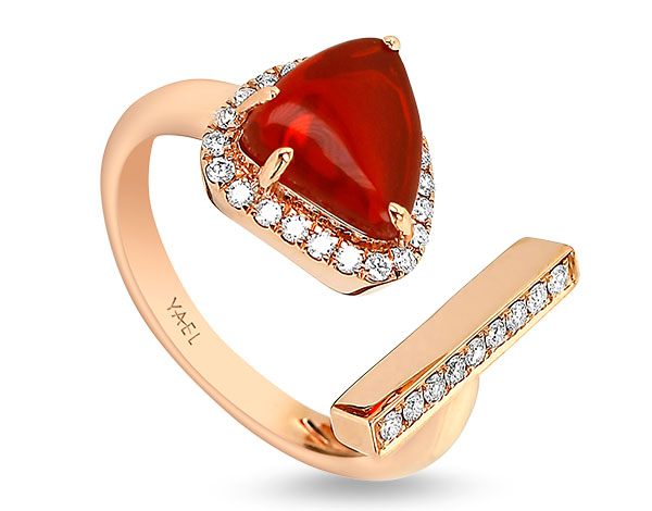 Yael fire opal toi and moi ring