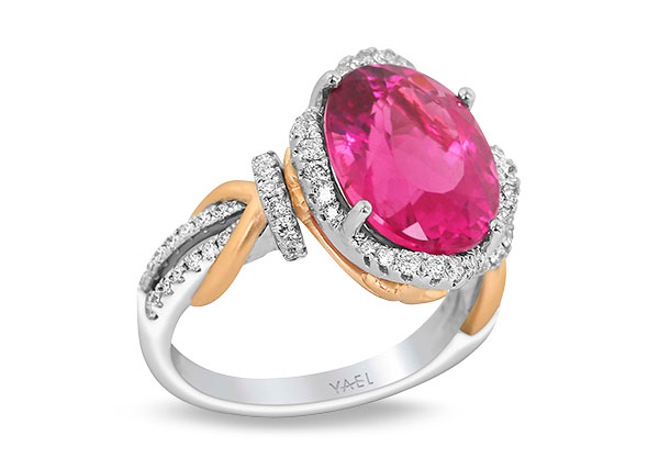 Yael rubellite white gold ring
