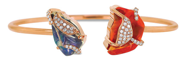 Yael toi et moi white opal fire opal bangle Yael toi et moi white opal fire opal bangle