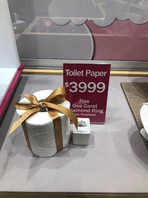 Toilet paper free diamond ring