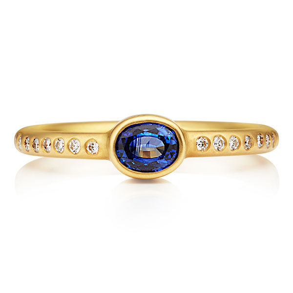 Reinstein Ross Hoopstock ring with blue sapphire and diamonds Reinstein Ross Hoopstock ring with blue sapphire and diamonds