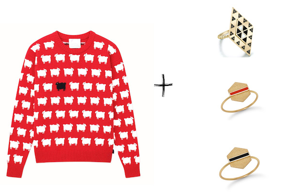 Rowing Blazers sweater Harwell Godfrey ring Alice Pierre rings