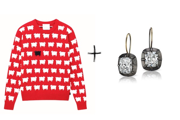 Rowing blazers sheep sweater Lauren Addisondiamond earrings