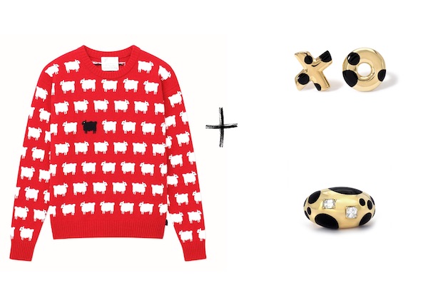 Rowing blazers sheep sweater Retrouvai earrings and ring