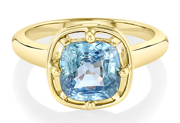Marrow teal cushion sapphire solitaire