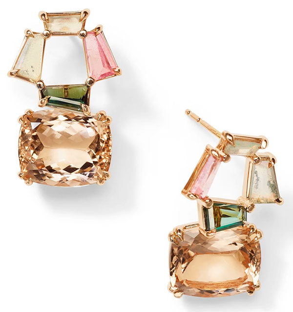 Nak Armstrong peach morganite peach tourmaline earrings