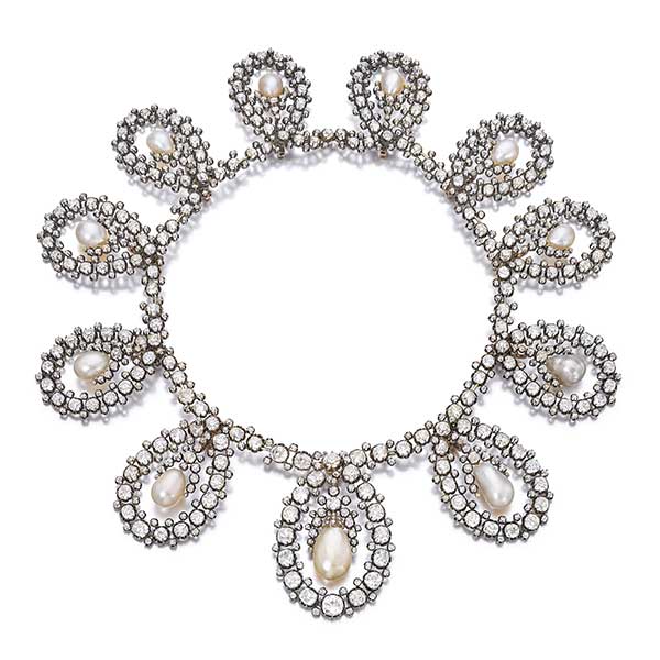 Sothebys royal tiara in-natural pearl and diamonds