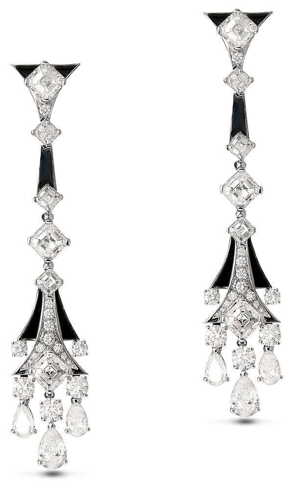 Bulgari onyx diamond drop earrings