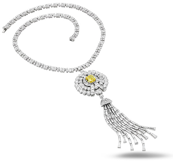 Bulgari yellow white diamond high jewelry necklace