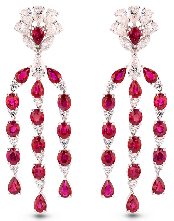 Chopard ruby diamond drop earrings