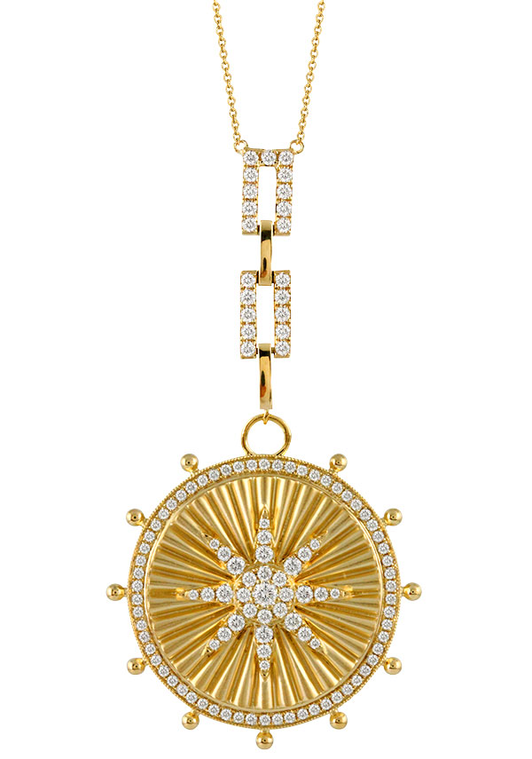 Doves gold diamond ships wheel medallion Doves gold diamond ships wheel medallion