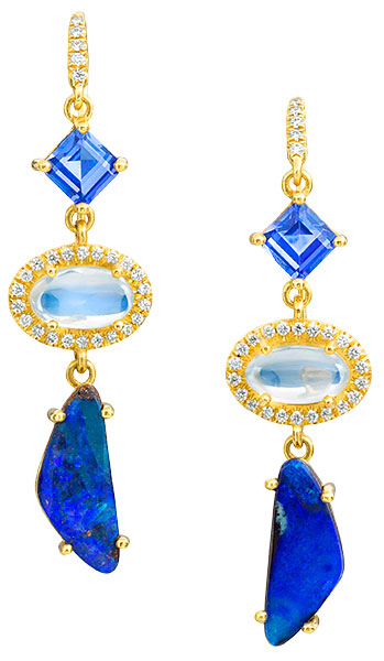 Lauren K gemma tanzanite moonstone boulder opal earrings Lauren K gemma tanzanite moonstone boulder opal earrings