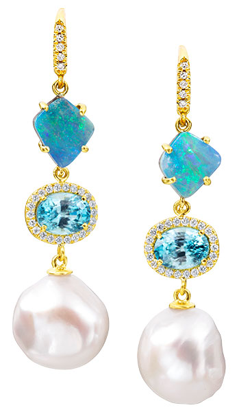 Lauren K gemma zircon opal pearl diamond earrings Lauren K gemma zircon opal pearl diamond earrings