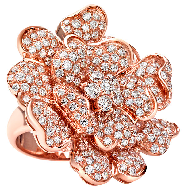 Leo Pizzo pink gold diamond flora ring Leo Pizzo pink gold diamond flora ring
