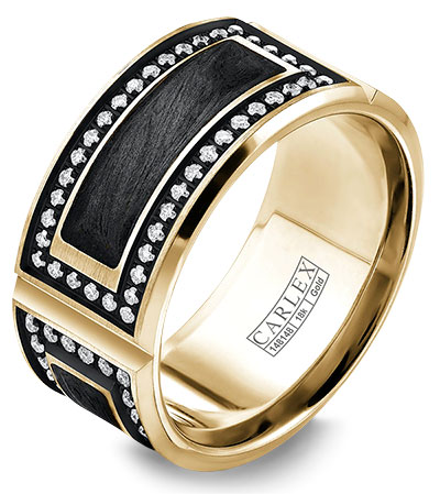 Mens Carlex gold carbon fiber ring