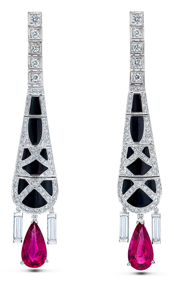 Mindi Mond onyx diamond rubellite earrings