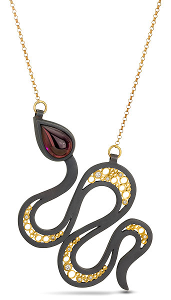 Mixed Metal Belle Brooke snake silver gold neckpiece