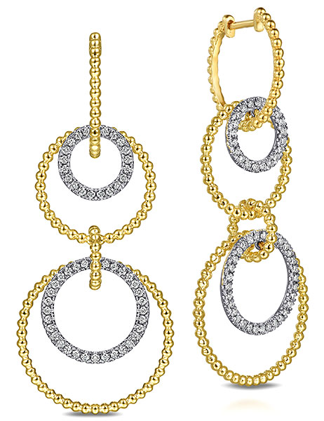Mixed Metal Gabriel bujukan white yellow gold diamond drop earrings