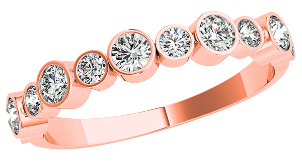Overnight Mountings stackable band with bezel set lab grown diamonds