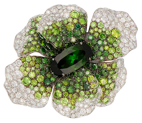 Palmiero green tourmaline entrancing flower ring Palmiero green tourmaline entrancing flower ring