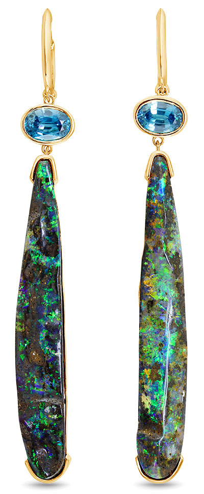 Parle Australian boulder opal blue zircon earrings Parle Australian boulder opal blue zircon earrings