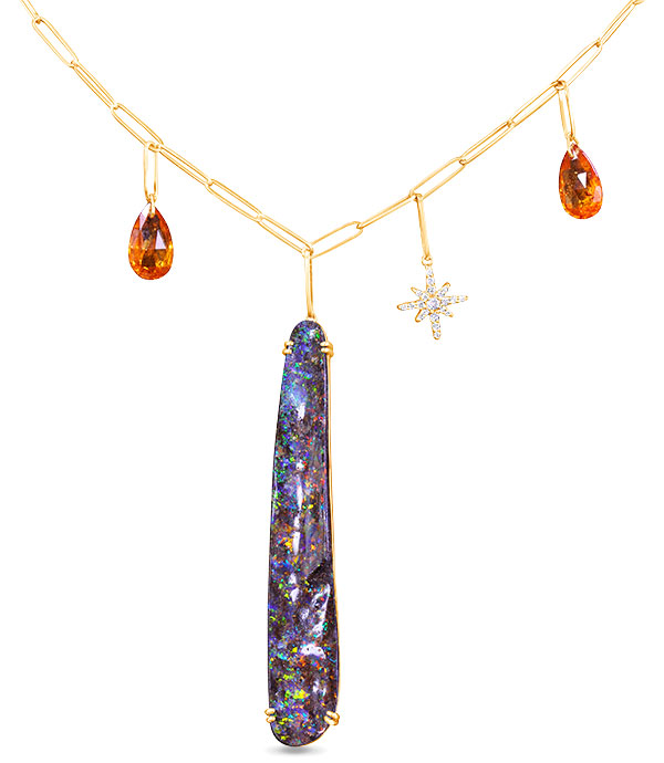 Parle boulder opal spessartite garnet necklace Parle boulder opal spessartite garnet necklace