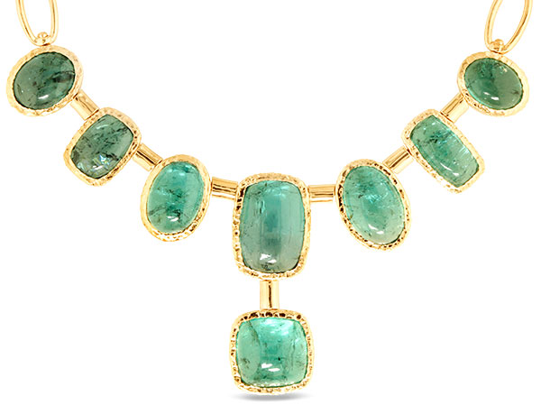 Parle hexagon Montana sapphire ring Parle indicolite tourmaline necklace