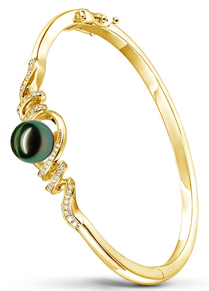 Pearls Alamea Hawaii gold Tahitian pearl bangle