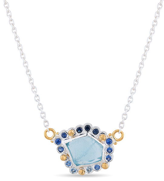 Silver Lika Behar dive in aquamarine silver necklace