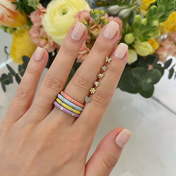 EF enamel rings and studs