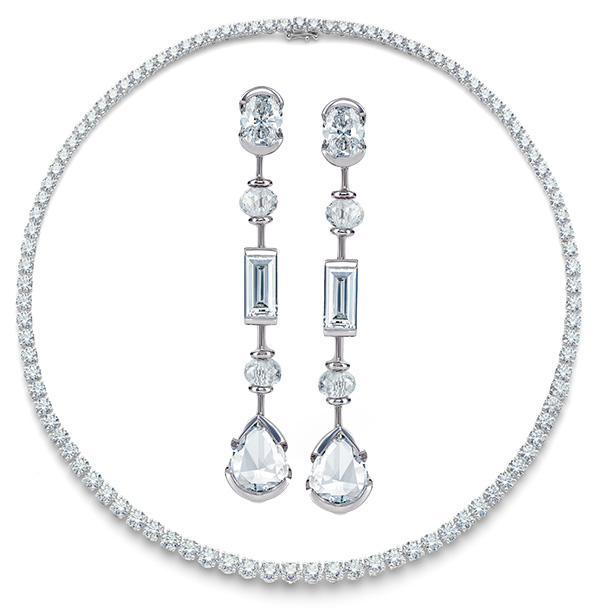 De Beers eternity line necklace and swan lake earrings De Beers eternity line necklace and swan lake earrings
