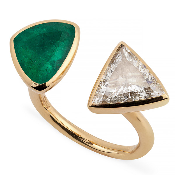 Reframed emerald and diamond ring Reframed emerald and diamond ring