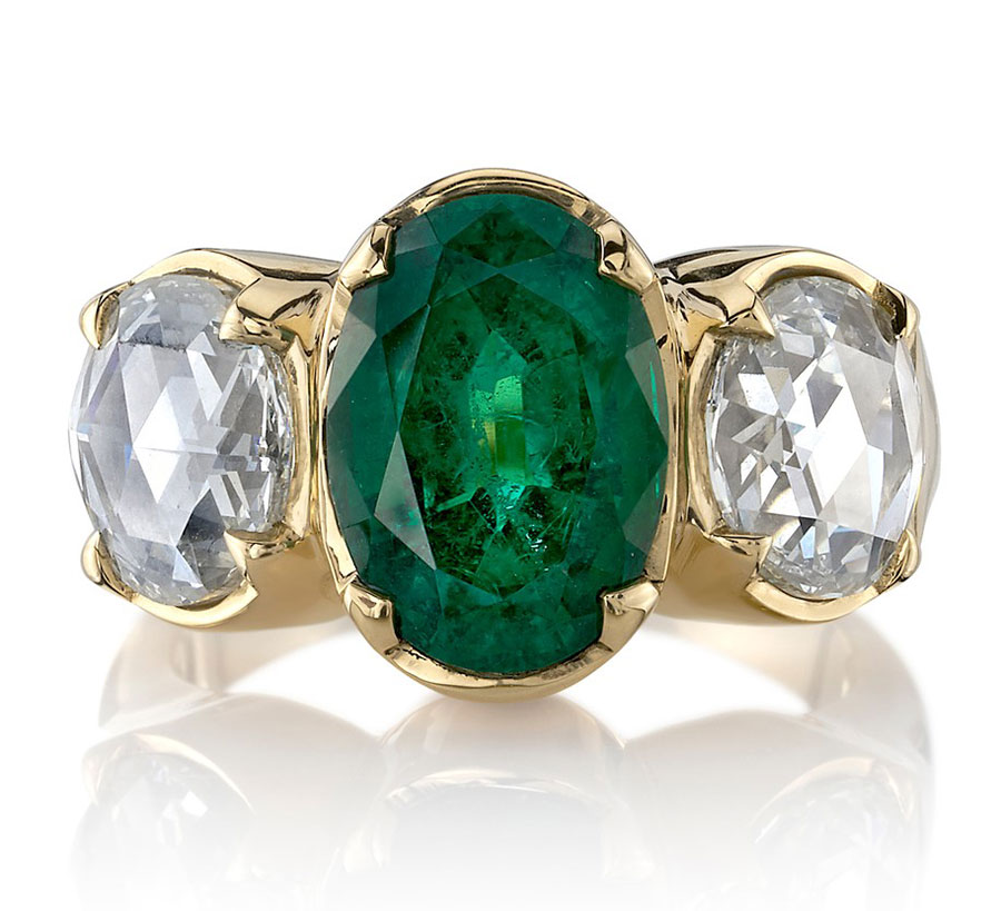 Single Stone emerald diamond three stone Brooklyn ring Single Stone emerald diamond three stone Brooklyn ring