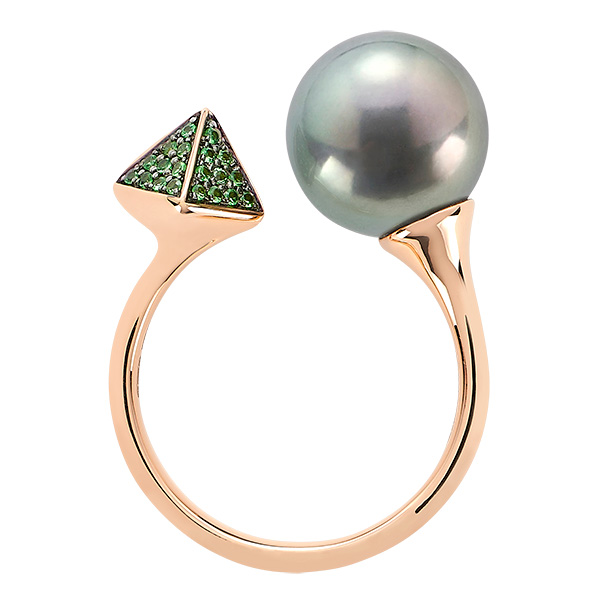 Alessandra Dona tahitian pearl tsavorite ring