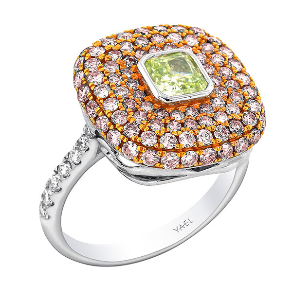 Yael pink green diamond ring