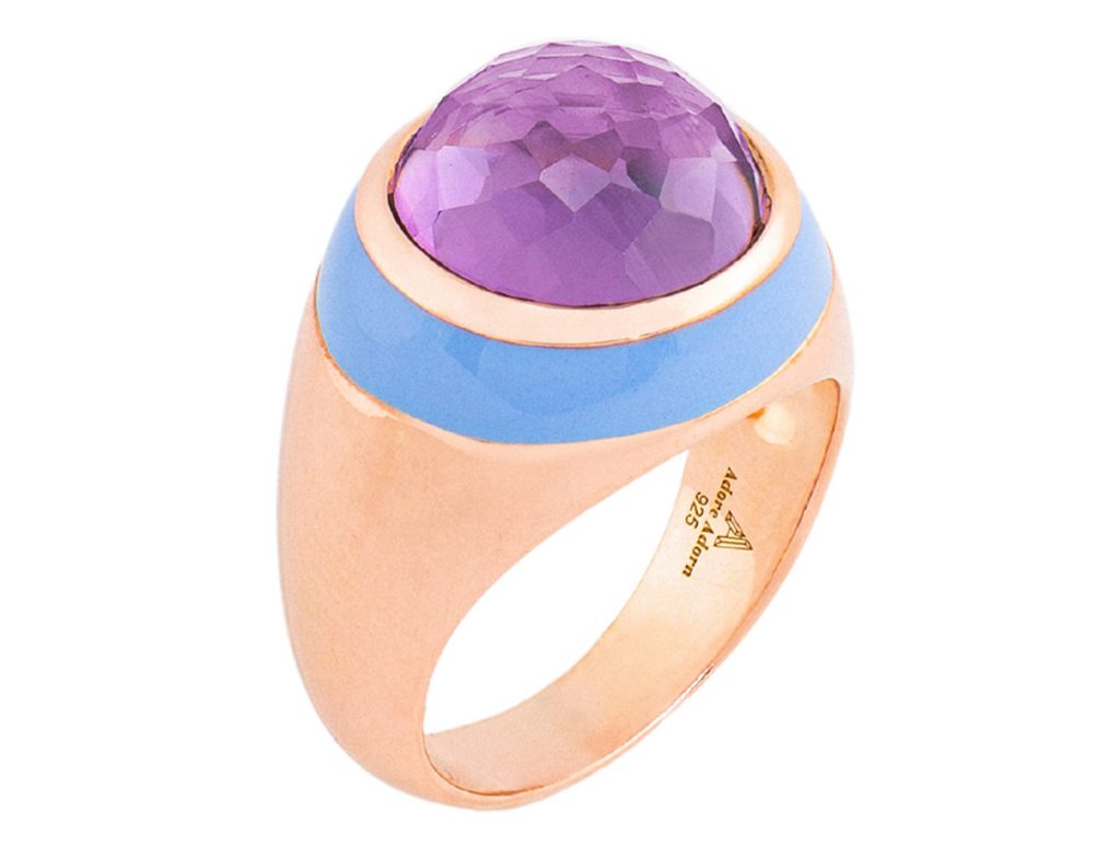 Adore Adorn cotton candy amethyst enamel ring