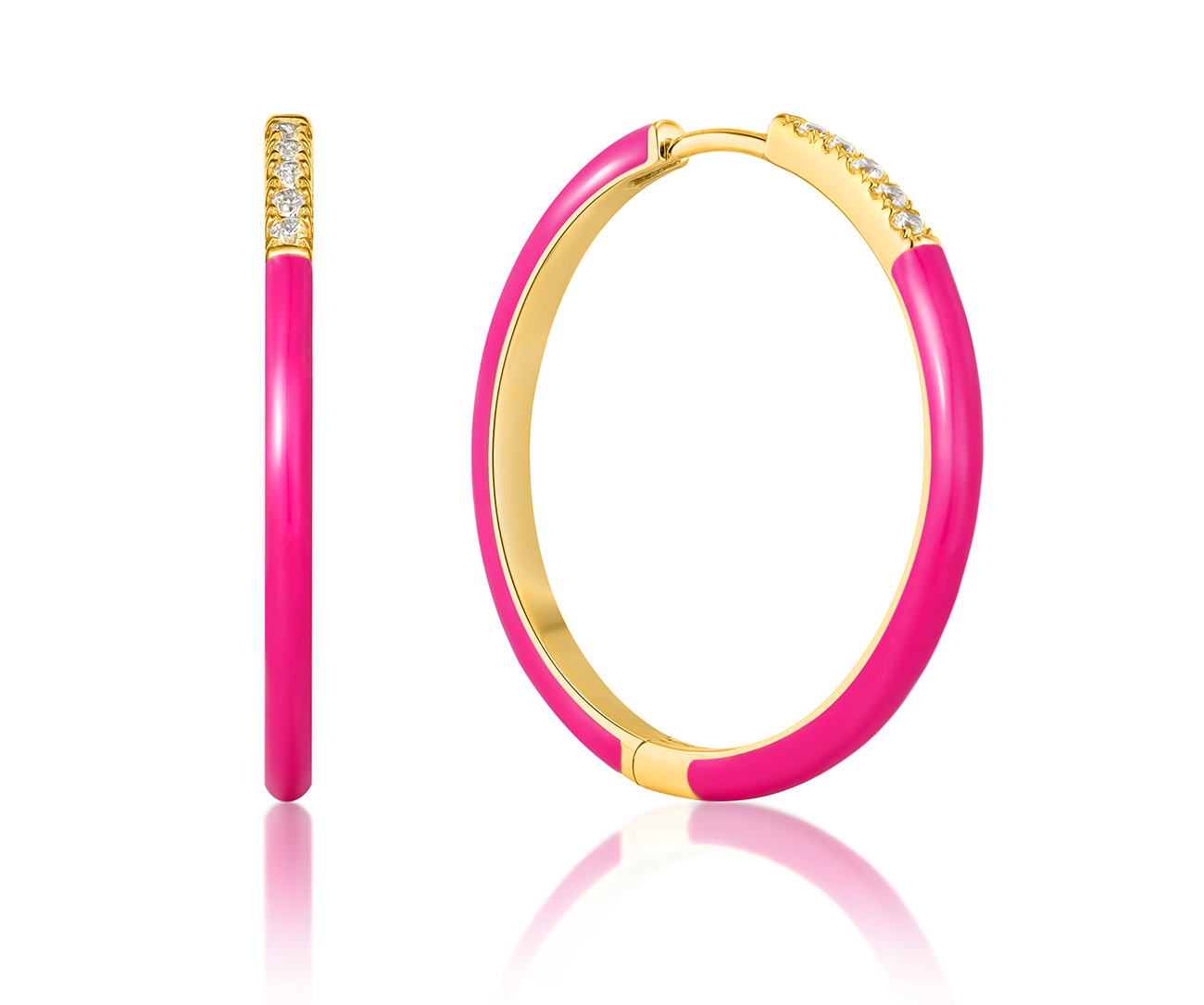 Ania Haie neon pink enamel sparkle hoops