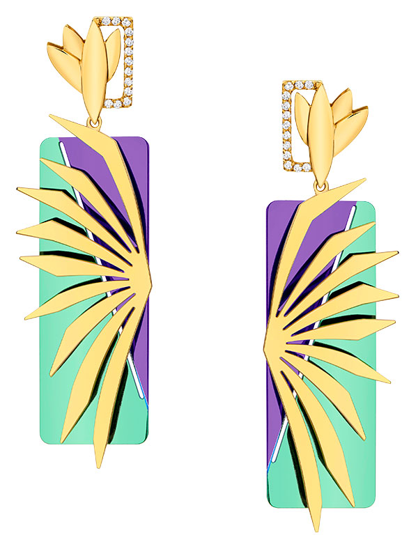 Carol Kauffmann 18k gold Buriti Botanica earrings