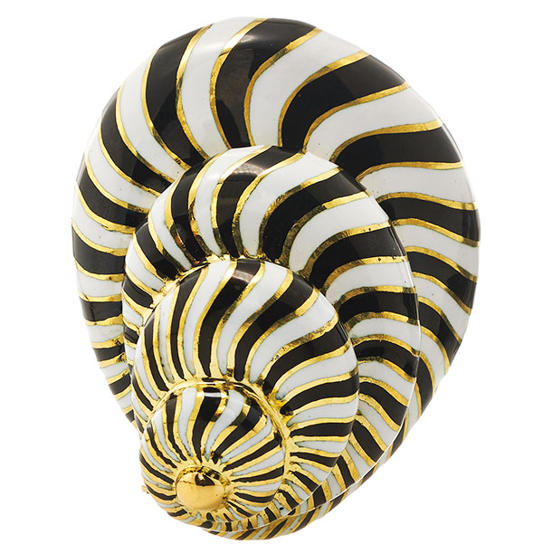 David Webb black and white enamel shell brooch