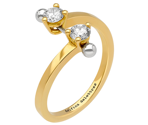 Delfina Delettrez two in one contrarie gold diamond ring