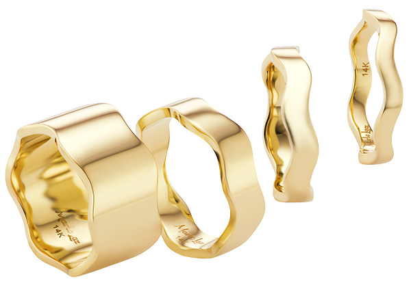 Marlo Laz 18k gold wave bands