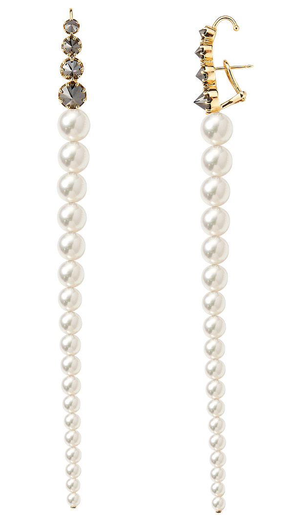 Mizuki prive akoya pearl black inverted diamond earrings