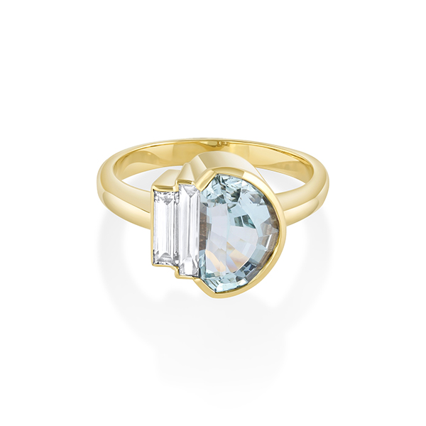 Marrow Fine mermaid tail aquamarine ring